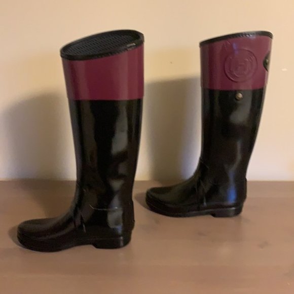 Hunter Black and Purple Rubber Boots - Women’s Size 5 - Picture 5 of 11